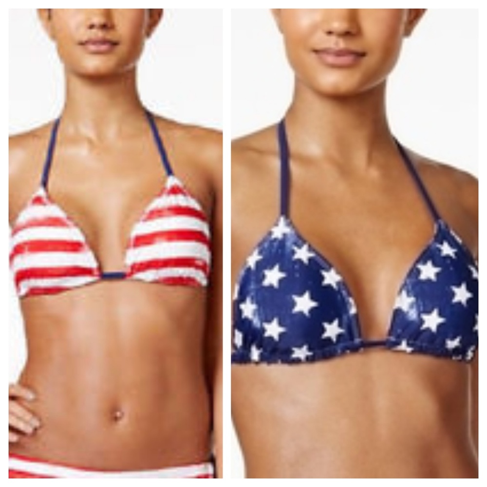 California Waves USA Reversible Printed Bikini Top